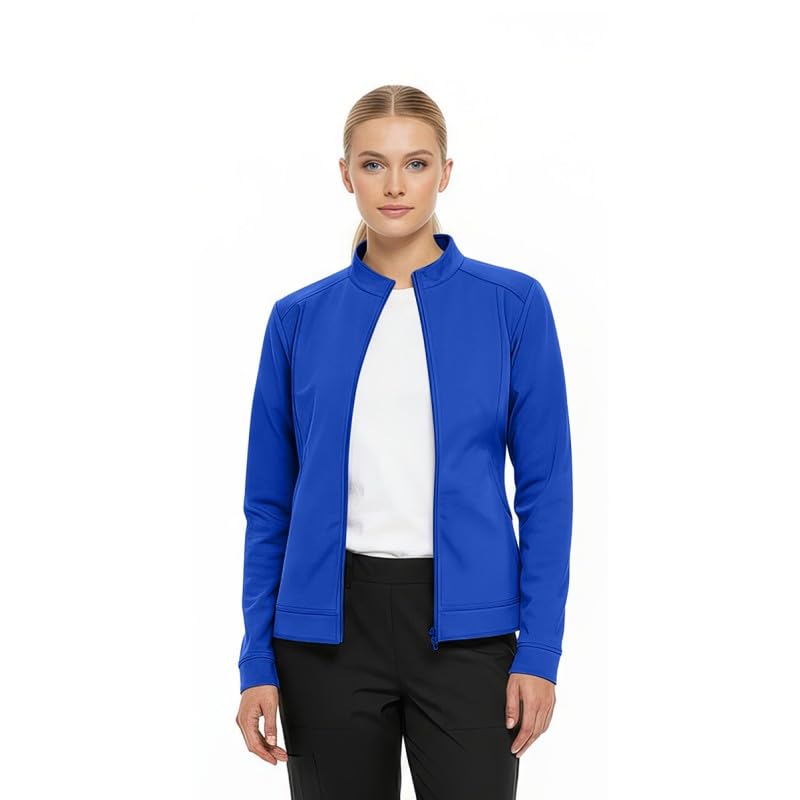 Natural Uniforms سترة سكراب للنساء من ناتشورال يونيفورمز بزاوية سحاب ناعمة للغاية (أزرق ملكي حقيقي، كبير) - Image 4
